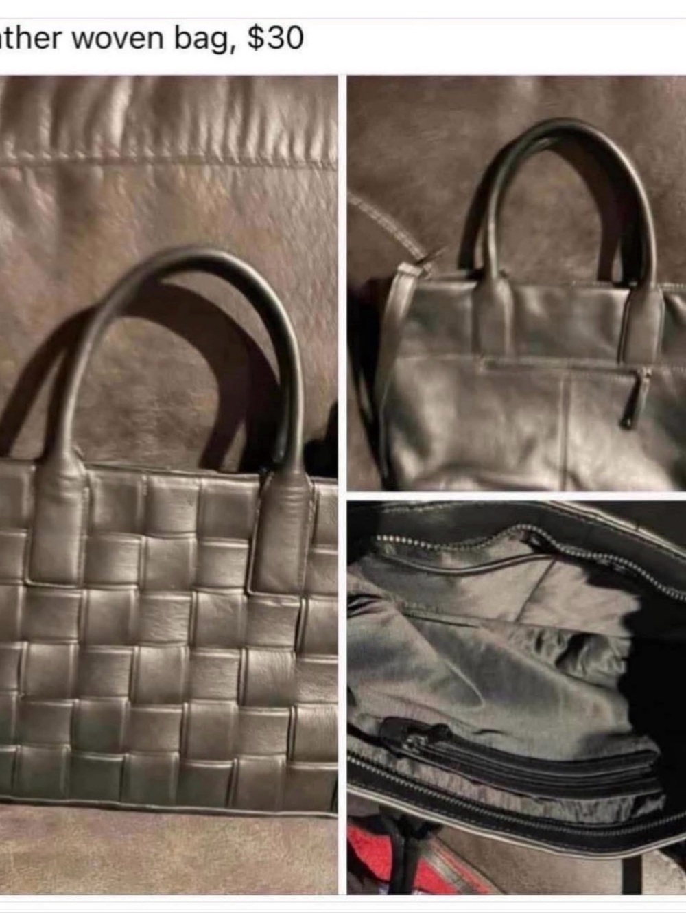 Classic Woven Leather Tote Bag in Dark Brown - Sleek Everyday Carry